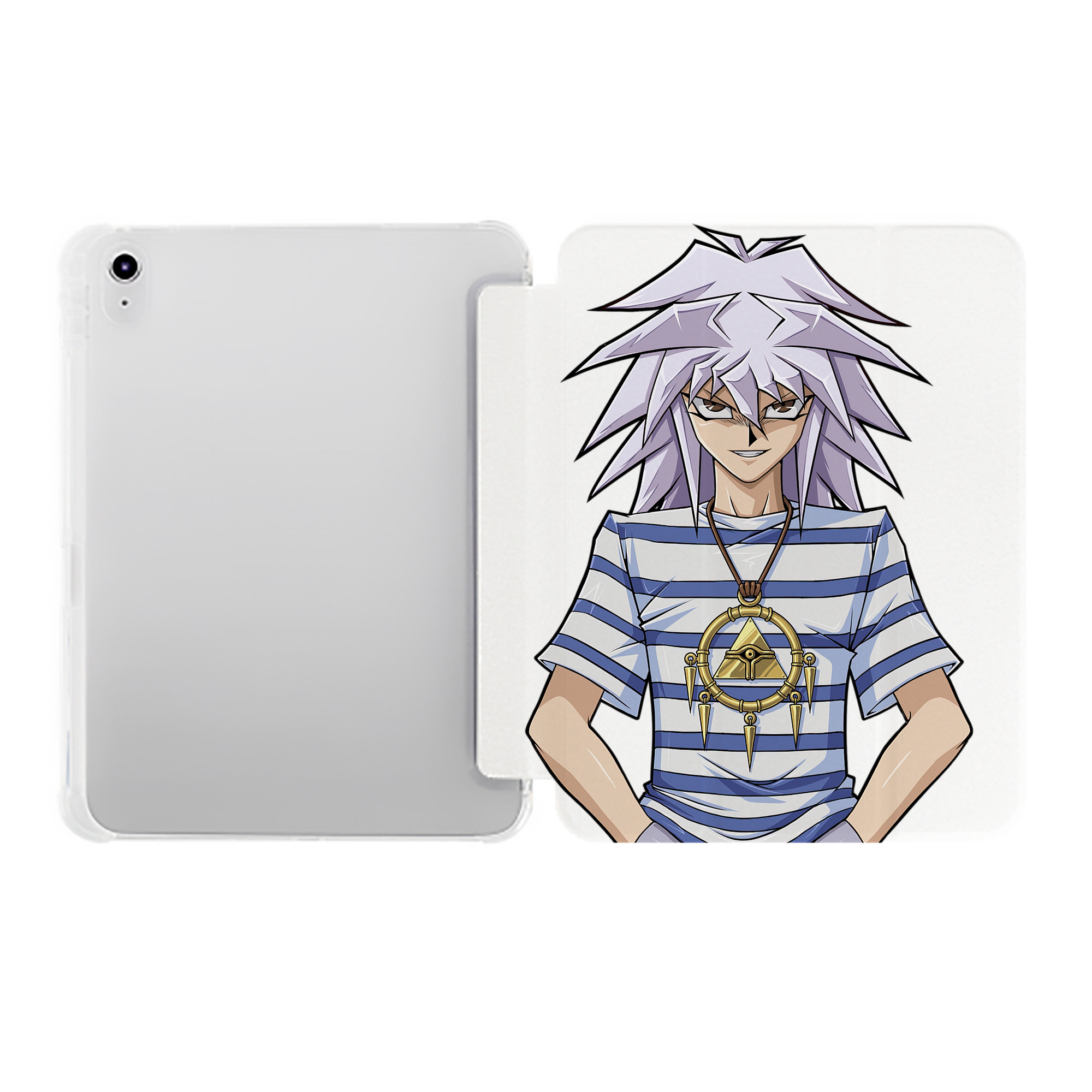 （画像用） 遊☆戯☆王 Yu-Gi-Oh! IPad ケース ペン収納付き 三つ折りスタンド PUレザー×シリコン 対応機種9.5/10.5/10.9インチ